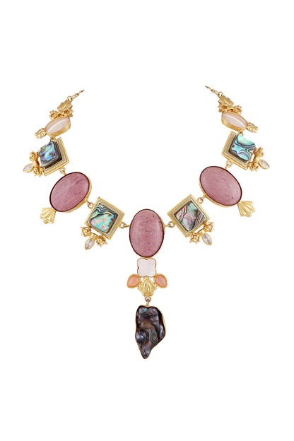 Gold Finish Mother Of Pearls Necklace