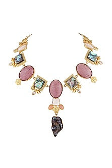 Gold Finish Mother Of Pearls Necklace