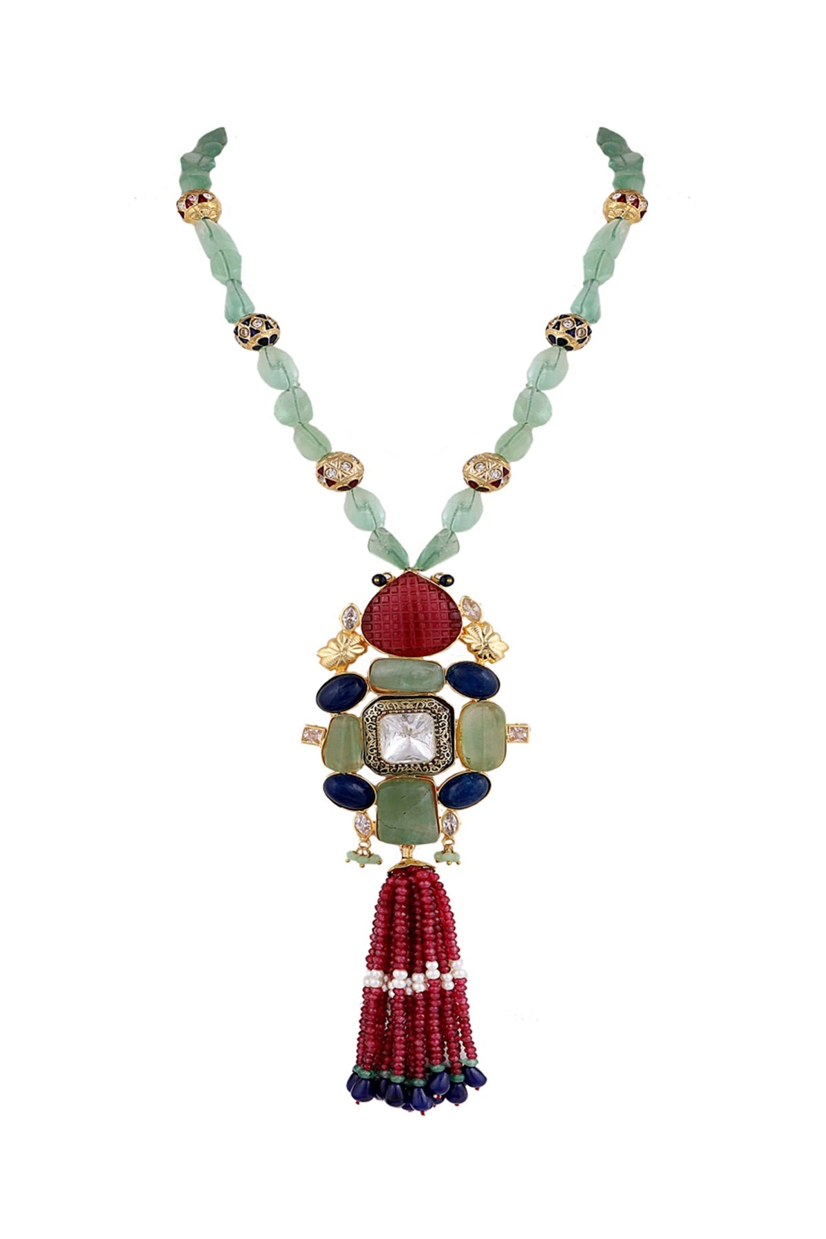 Gold Finish Semi-Precious Stone Necklace