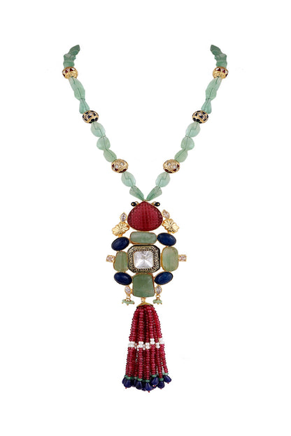 Gold Finish Semi-Precious Stone Necklace