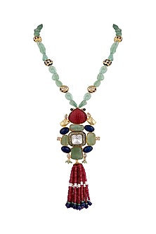 Gold Finish Semi-Precious Stone Necklace
