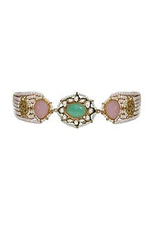 Gold Finish Semi-Precious Stone Choker Necklace