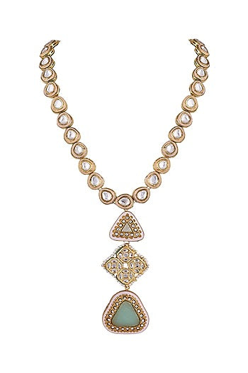 Gold Finish Semi-Precious Stone Necklace