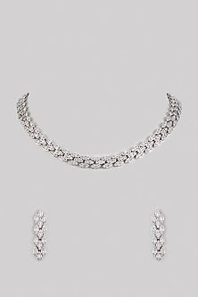 White Finish CZ Necklace Set