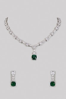 White Finish CZ Necklace Set