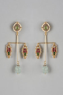 Gold Finish Imitation Kundn Polki Dangler Earrings