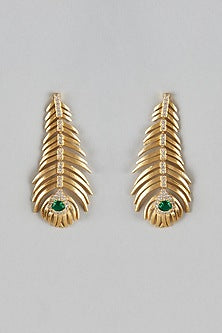 Gold Finish Imitation Kundn Polki & Semi-Precious Stone Dangler Earrings