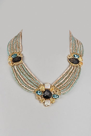 Gold Finish Semi-Precious Stone Necklace