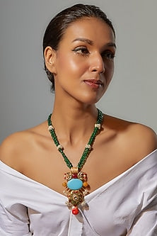 Gold Finish Semi-Precious Stone Necklace