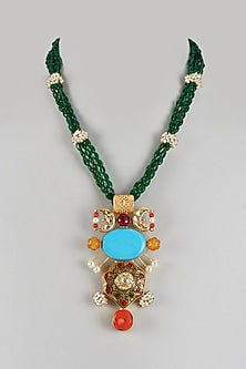 Gold Finish Semi-Precious Stone Necklace