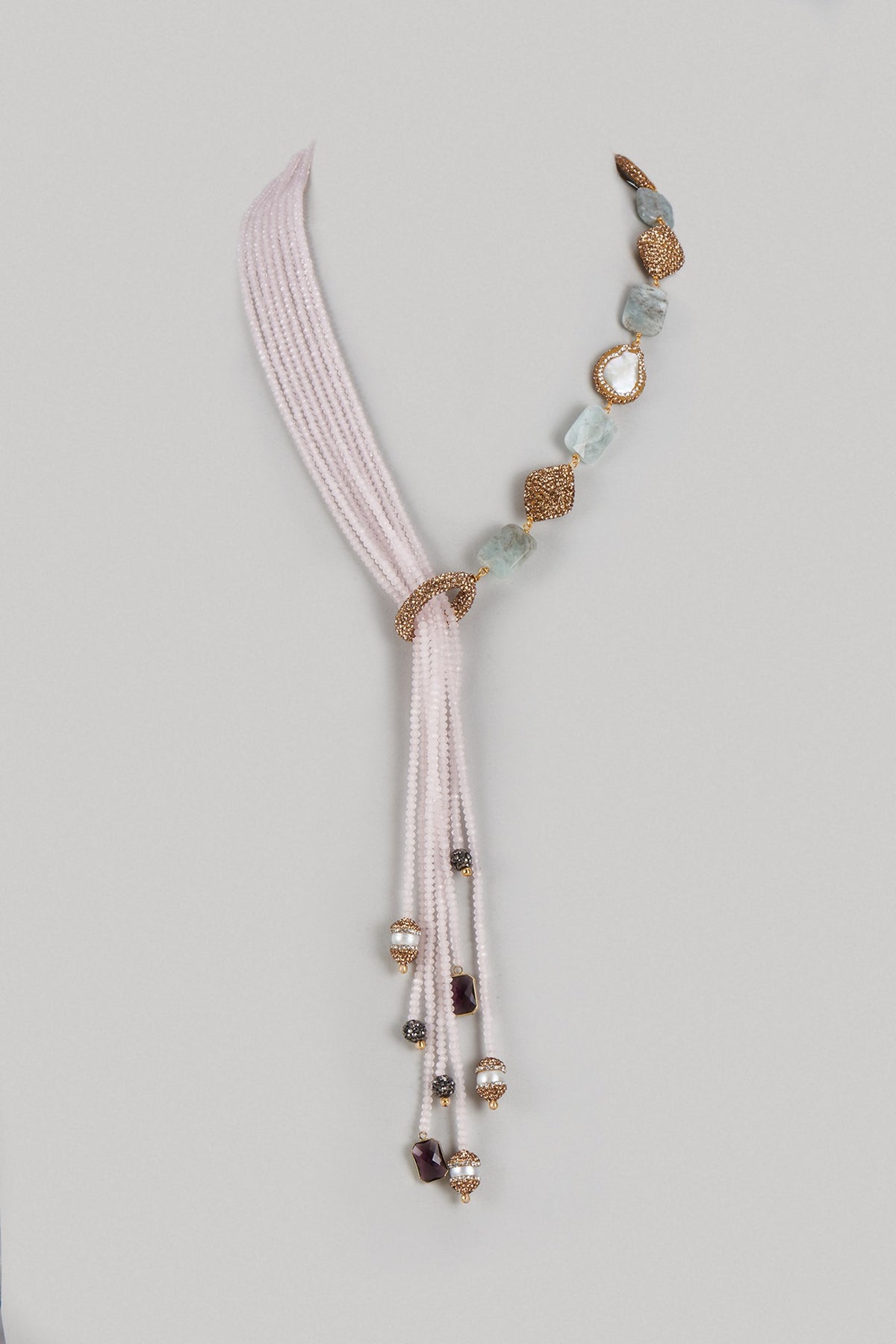 Gold Finish Semi-Precious Stone Necklace