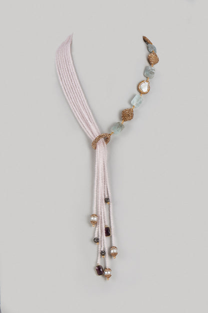 Gold Finish Semi-Precious Stone Necklace