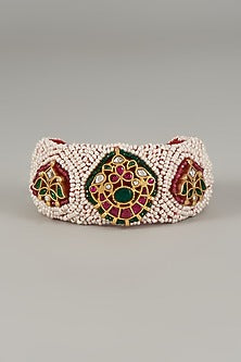 Gold Finish Kundan Polki Bracelet