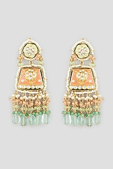 Gold Finish Fluorite Stone Earrings