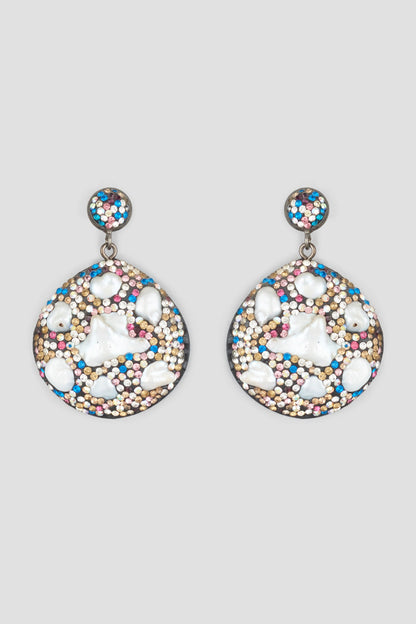 Black Finish Fresh Water Pearl Earrings
