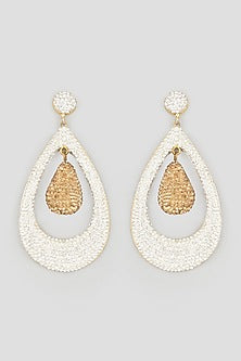 Two Tone Finish Zircons Earrings