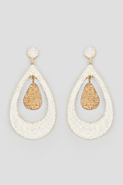 Two Tone Finish Zircons Earrings