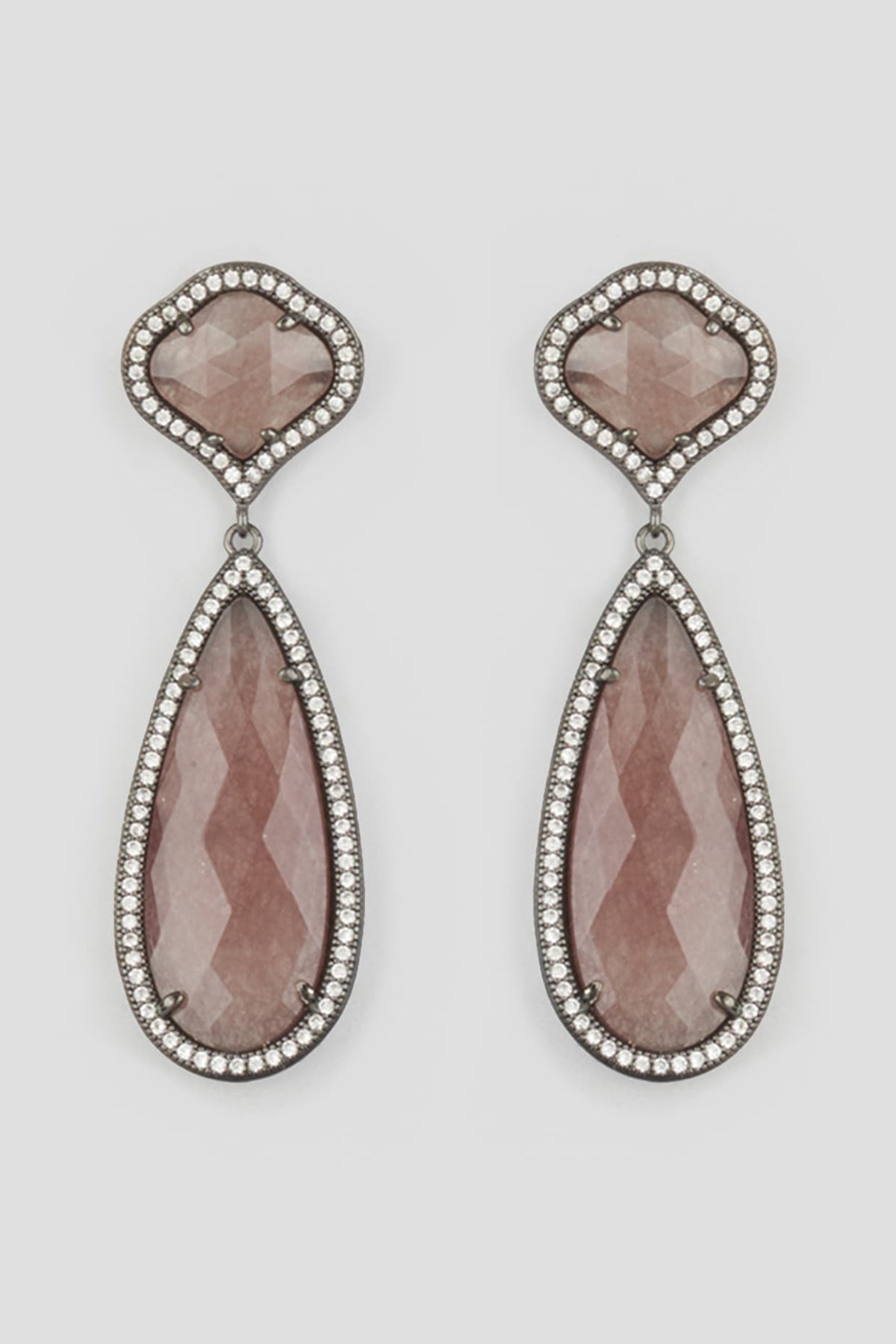 Black Finish Earrings Zircon Stones
