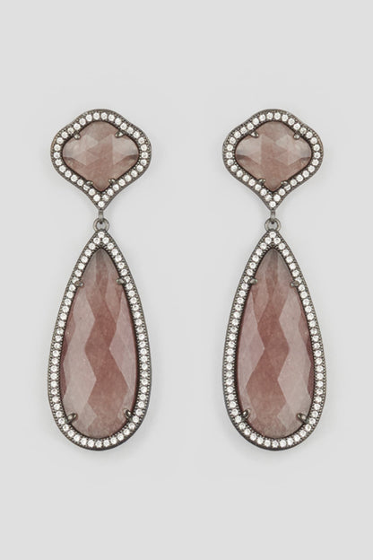 Black Finish Earrings Zircon Stones