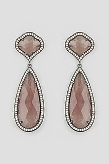 Black Finish Earrings Zircon Stones