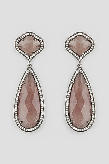 Black Finish Earrings Zircon Stones