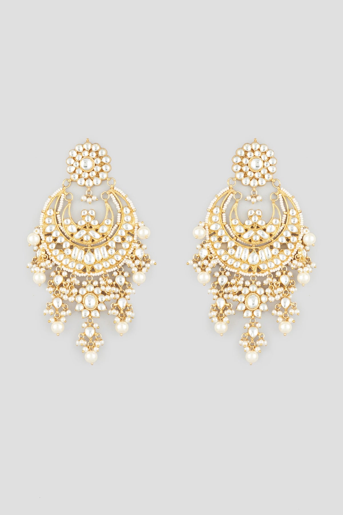 Gold Finish Kundan Polki Earrings
