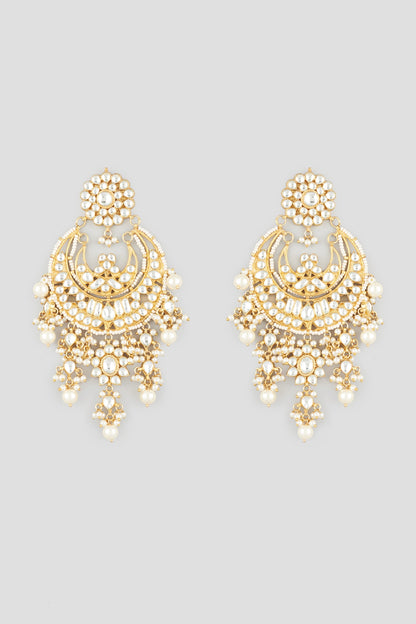 Gold Finish Kundan Polki Earrings