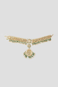 Gold Finish Mint Beaded Mathapatti