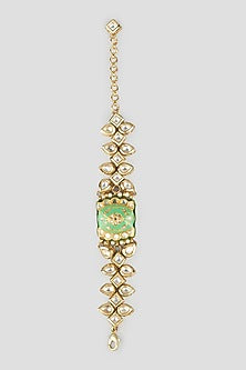 Gold Finish Kundan Polki Meenakari Bracelet