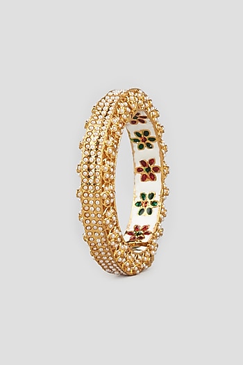 Gold Finish Faux Pearl Bangle