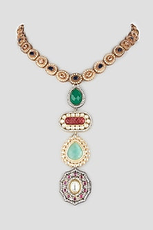 Antique Gold Kundan Polki & Zircons Necklace
