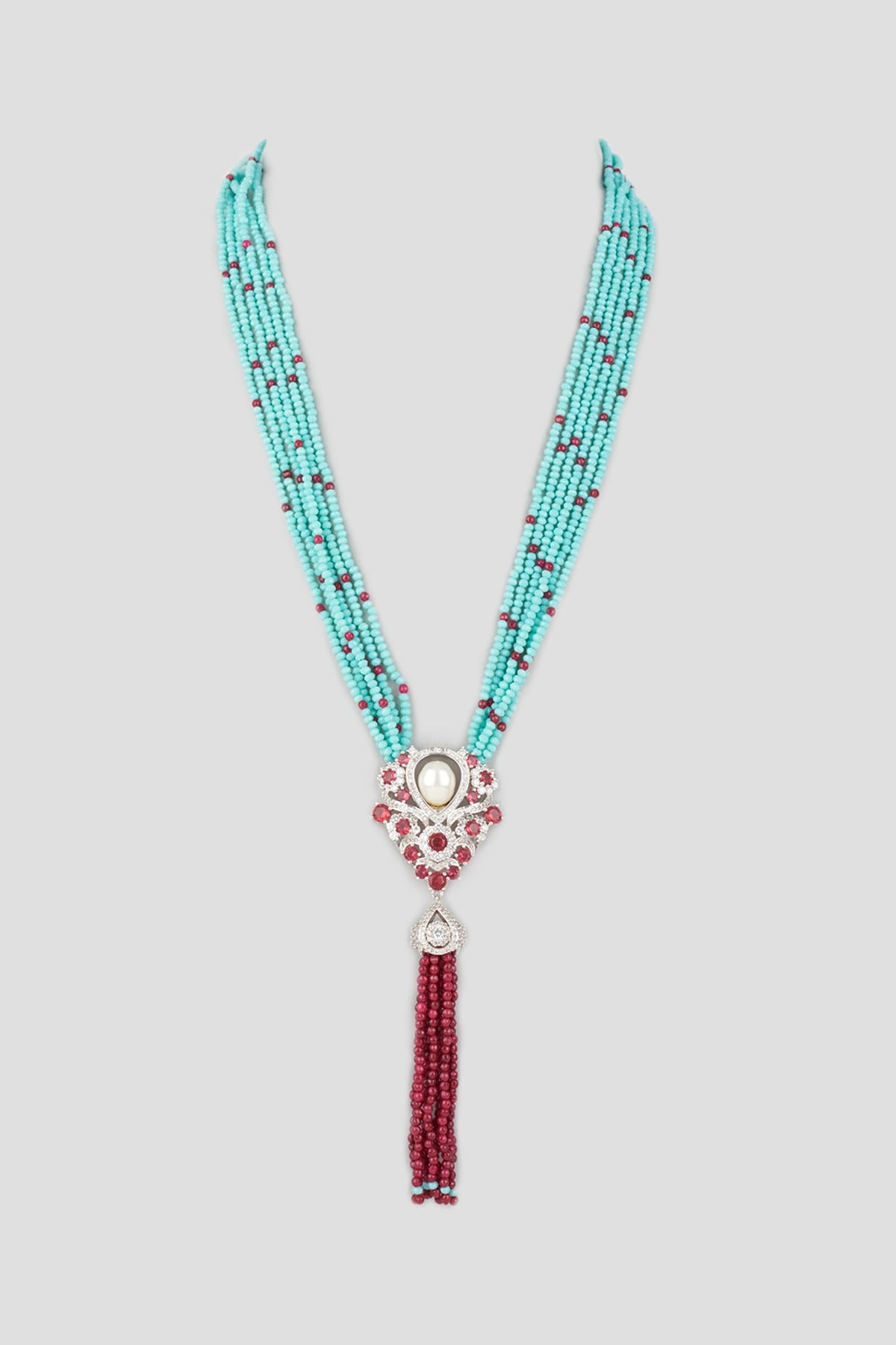 White Finish Beaded Necklace