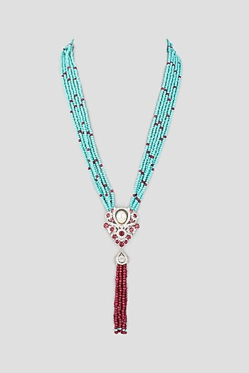 White Finish Beaded Necklace