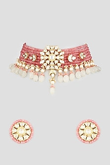 Gold Finish Kundan Polki & Jade Necklace Set