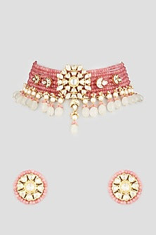 Gold Finish Kundan Polki & Jade Necklace Set
