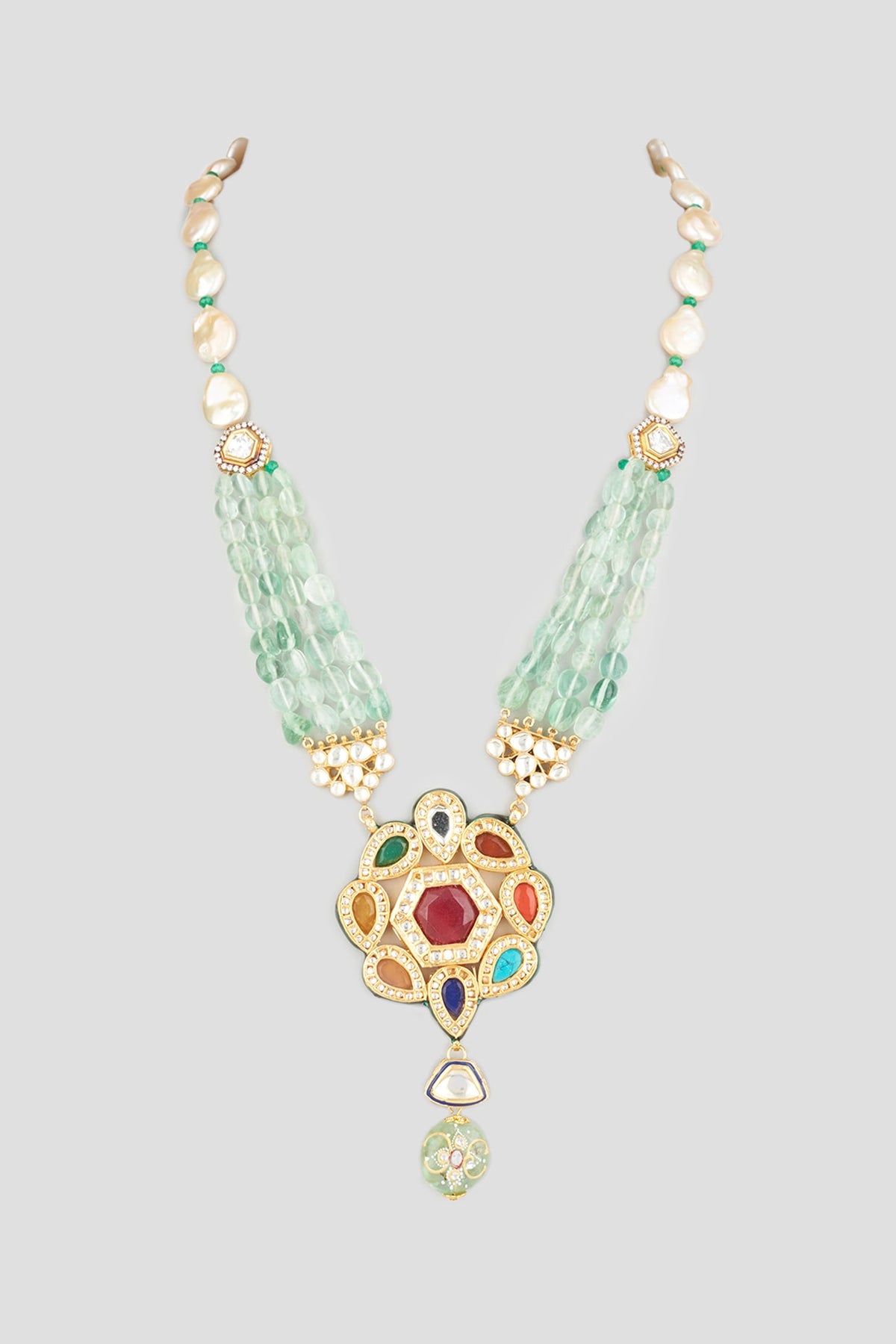 Gold Finish Fluorite Necklace