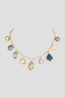 Gold Finish Zircons Necklace