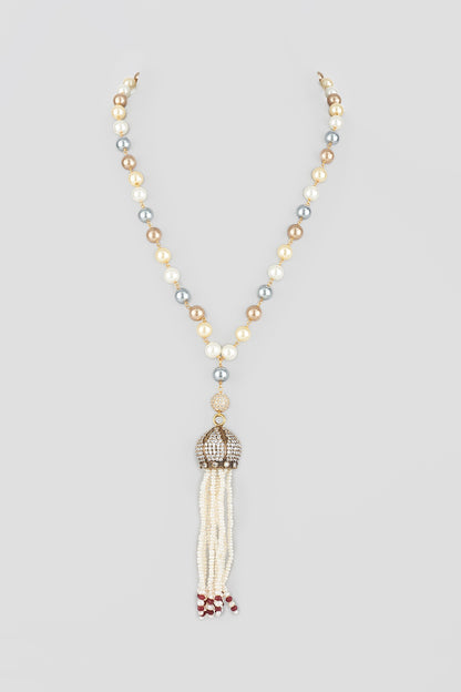 Gold Finish Shell Pearl Necklace