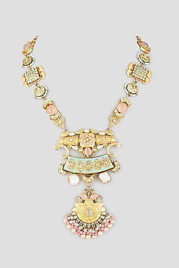 Gold Finish Kundan Polki Necklace