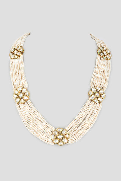 Gold Finish Faux Pearl Necklace