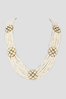 Gold Finish Faux Pearl Necklace