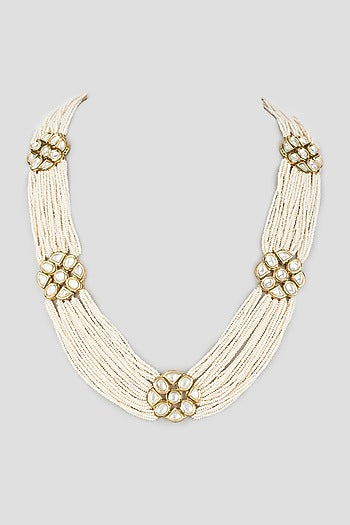 Gold Finish Faux Pearl Necklace