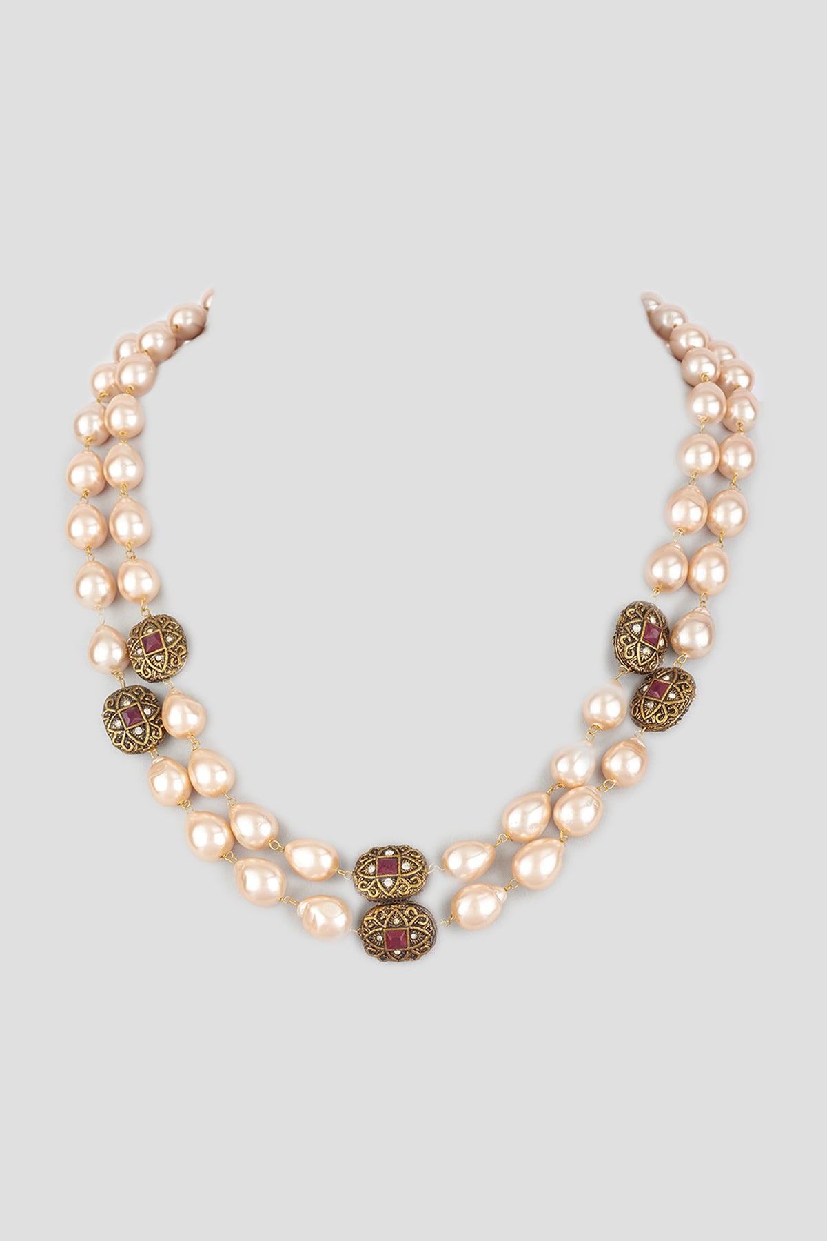Two Tone Finish Shell Pearl Necklace