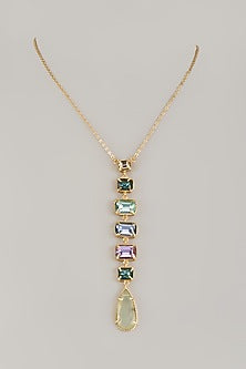 Gold Finish Kundan Polki & Multi-Colored Beaded Necklace