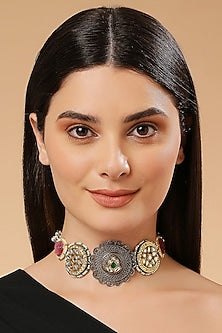 Two Tone Finish Green Imitation Kundan Polki Choker Necklace