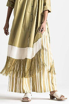 Moss Green Cotton Poplin Fringed Co-Ord Set