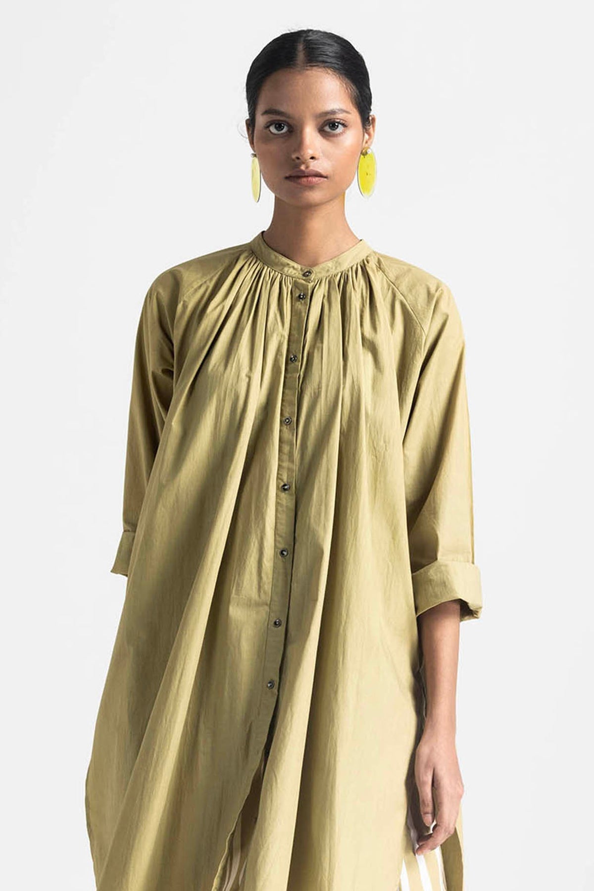 Moss Green Cotton Poplin Fringed Co-Ord Set