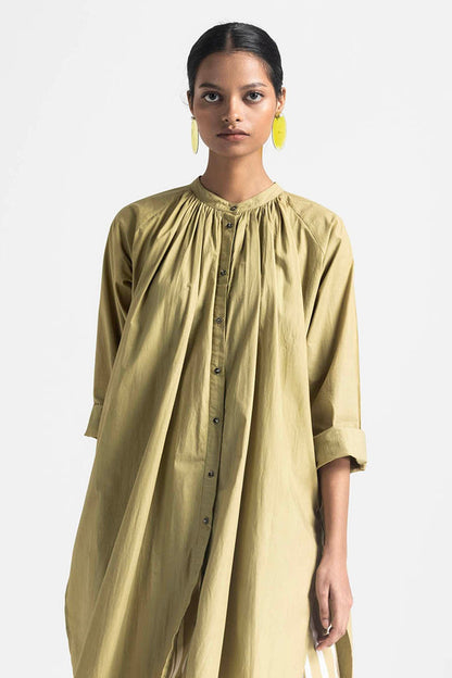 Moss Green Cotton Poplin Fringed Co-Ord Set