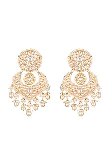 Gold Plated Meenakari Pearl Chandbali Earrings