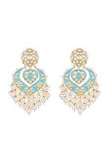 Gold Plated Meenakari Chandbali Pearls Earrings